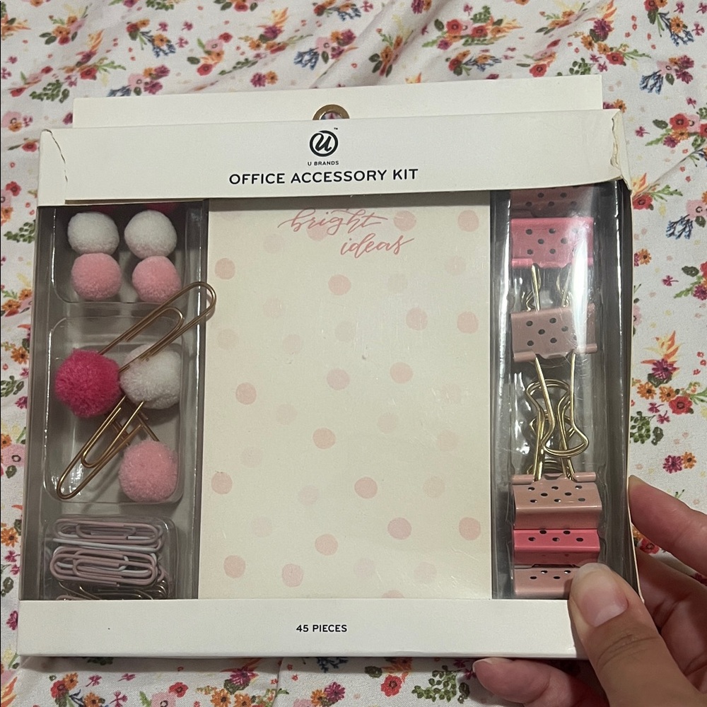 Pink and White Office Accessory Set